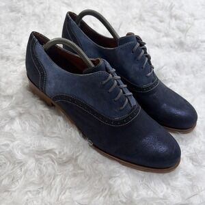 Mens Handmade Oxfords Dress Shoes Italian Two Tone Blue Metallic Suede Girotti